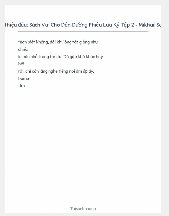Trích đoạn Sách Vui Cho Dẫn Đường Phiêu Lưu Ký Tập 2 - Mikhail Samarsky