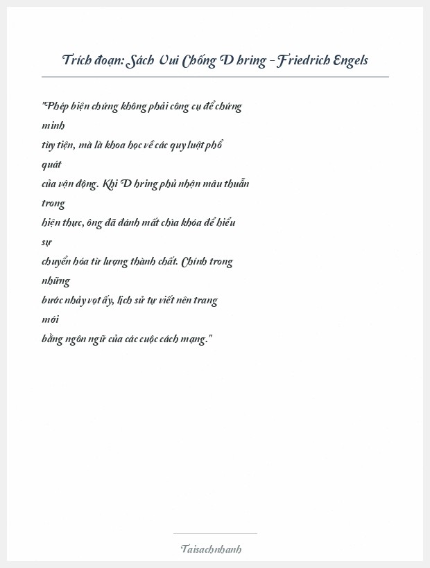 Trích đoạn Sách Vui Chống Dühring - Friedrich Engels