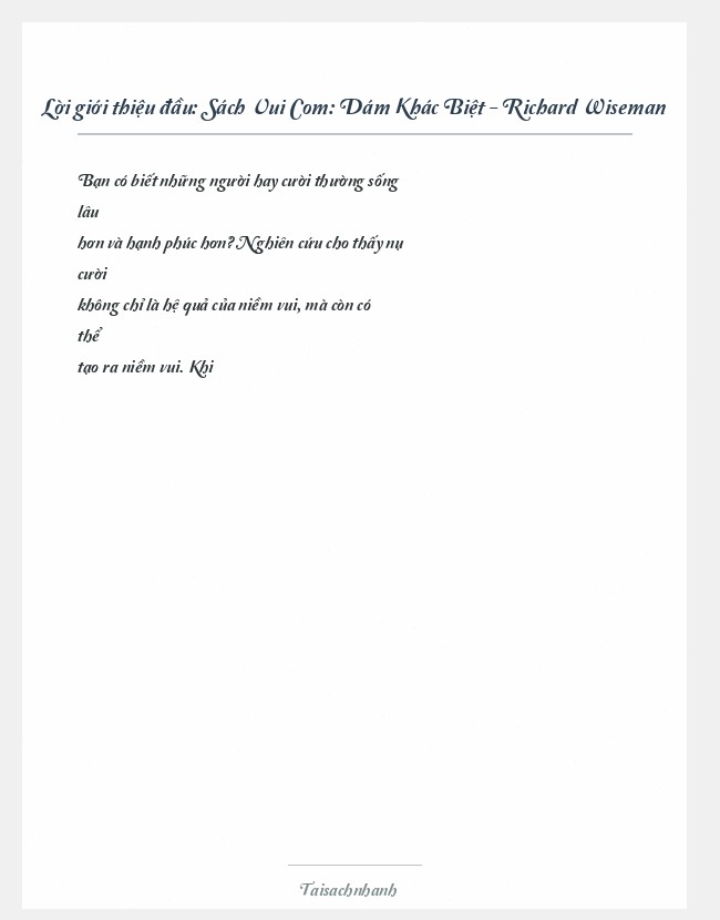 Trích đoạn Sách Vui Com: Dám Khác Biệt - Richard Wiseman