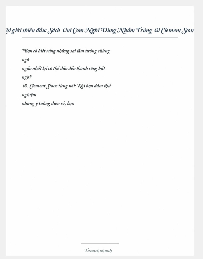 Trích đoạn Sách Vui Com Nghĩ Dùng Nhầm Trúng W Clement Stone
