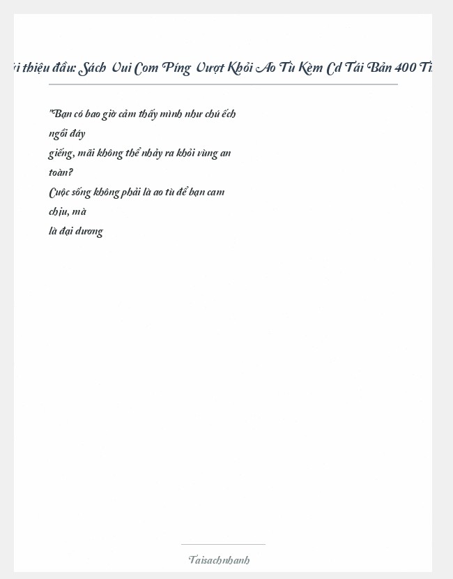 Trích đoạn Sách Vui Com Píng Vượt Khỏi Ao Tù Kèm Cd Tái Bản 400 Tiki Xu