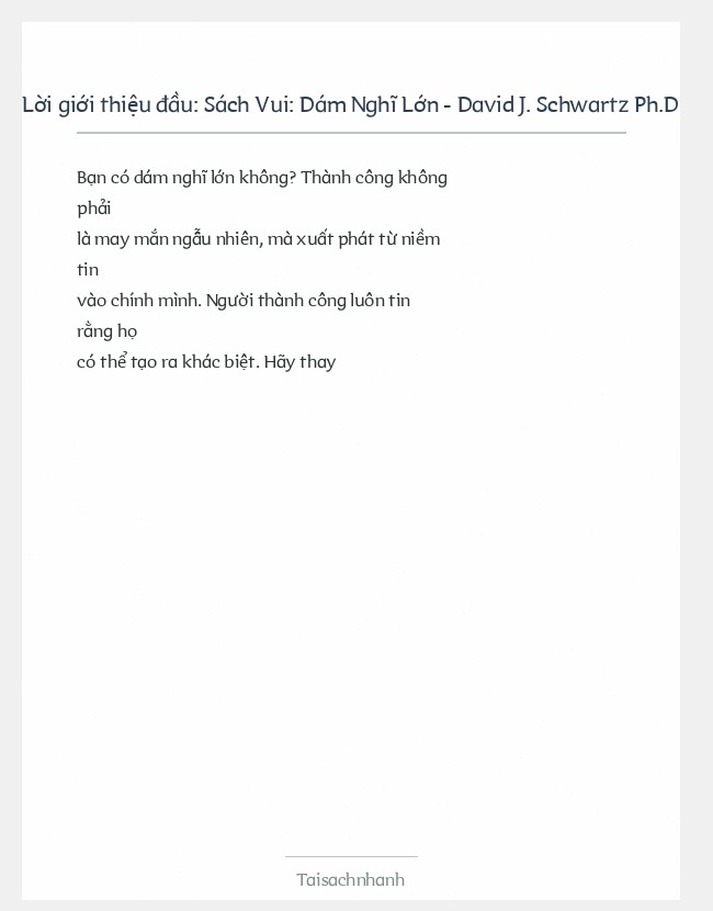 Trích đoạn Sách Vui: Dám Nghĩ Lớn - David J. Schwartz Ph.D