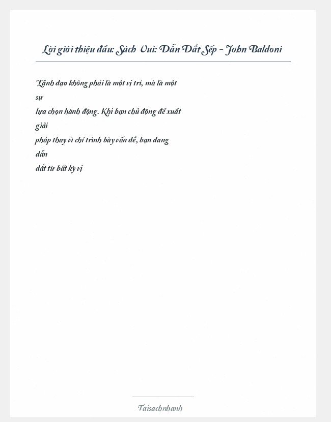 Trích đoạn Sách Vui: Dẫn Dắt Sếp - John Baldoni