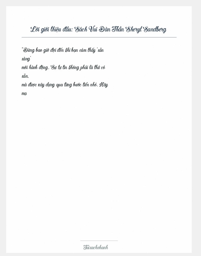 Trích đoạn Sách Vui Đàn Thần Sheryl Sandberg