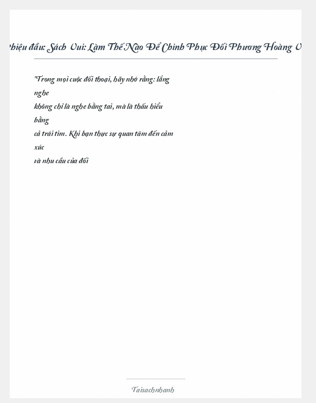 Trích đoạn Sách Vui: Làm Thế Nào Để Chinh Phục Đối Phương Hoàng Văn Tuấn