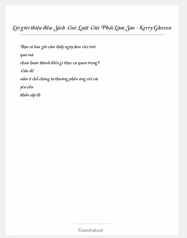 Trích đoạn Sách Vui: Luật Việc Phải Làm Sao - Kerry Gleeson