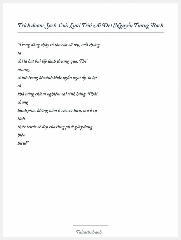 Trích đoạn Sách Vui: Lưới Trời Ai Dệt Nguyễn Tường Bách