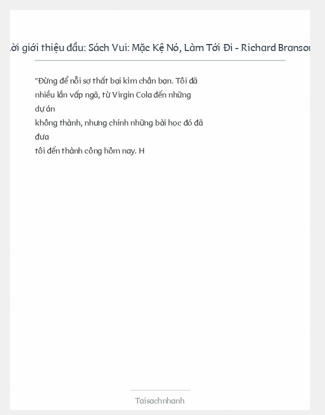 Trích đoạn Sách Vui: Mặc Kệ Nó, Làm Tới Đi - Richard Branson