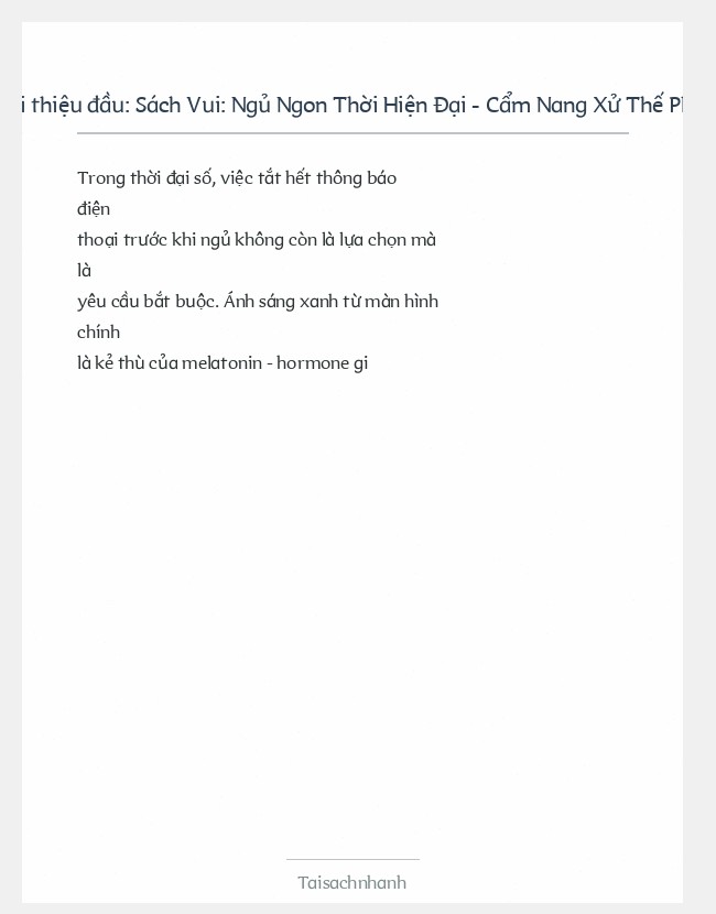 Trích đoạn Sách Vui: Ngủ Ngon Thời Hiện Đại - Cẩm Nang Xử Thế Phù Hợp