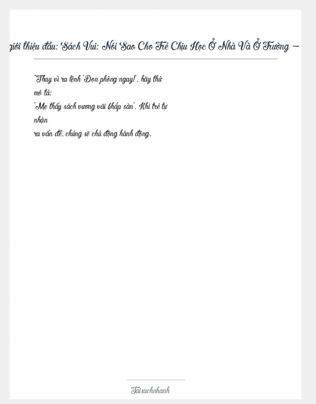 Trích đoạn Sách Vui: Nói Sao Cho Trẻ Chịu Học Ở Nhà Và Ở Trường - Ade