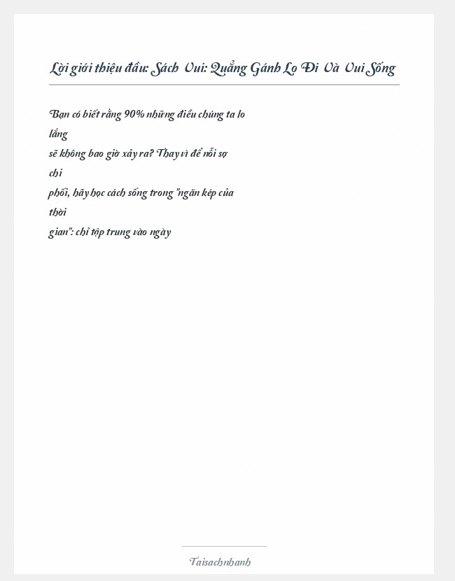 Trích đoạn Sách Vui: Quẳng Gánh Lo Đi Và Vui Sống