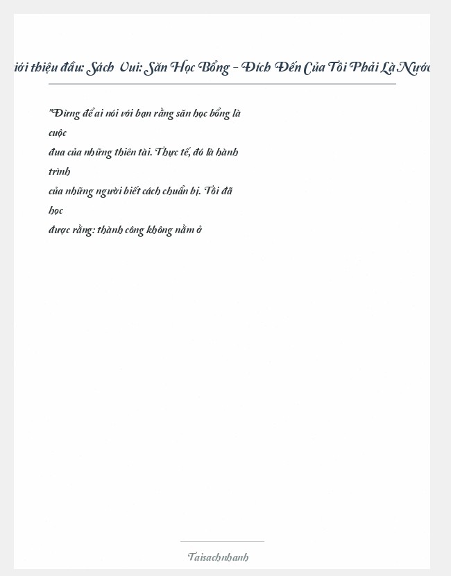 Trích đoạn Sách Vui: Săn Học Bổng - Đích Đến Của Tôi Phải Là Nước M