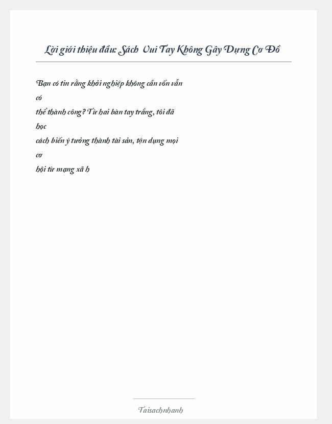 Trích đoạn Sách Vui Tay Không Gây Dựng Cơ Đồ