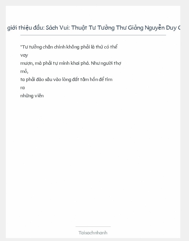 Trích đoạn Sách Vui: Thuật Tư Tưởng Thư Giảng Nguyễn Duy Cần