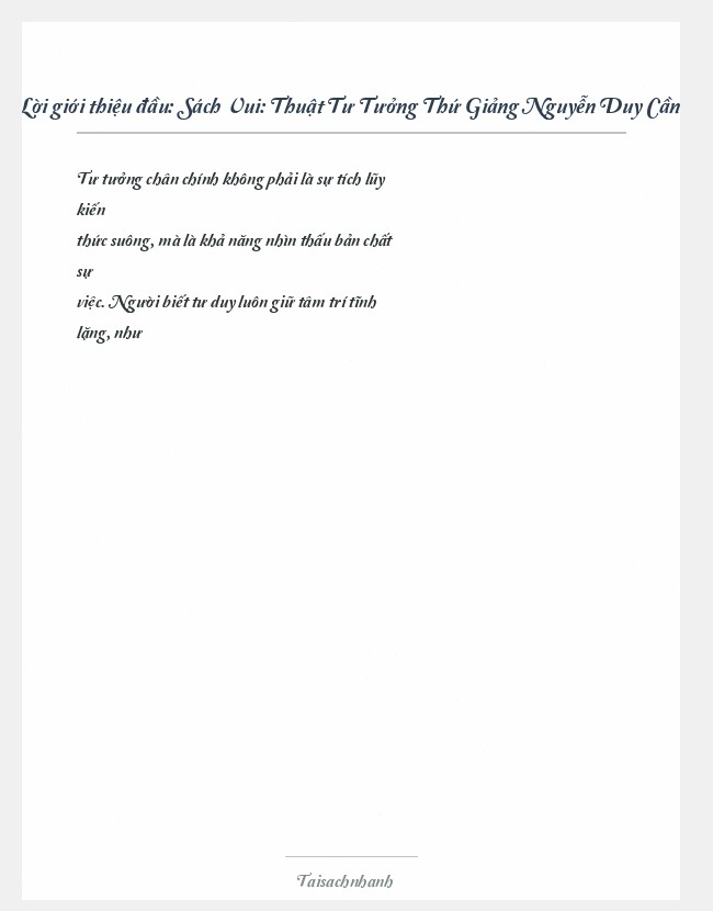 Trích đoạn Sách Vui: Thuật Tư Tưởng Thứ Giảng Nguyễn Duy Cần