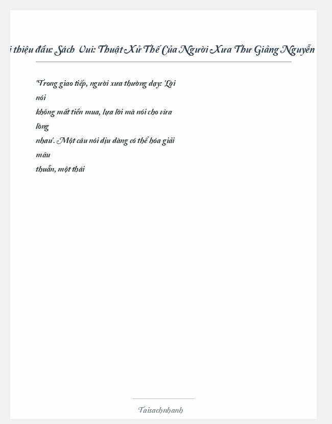 Trích đoạn Sách Vui: Thuật Xử Thế Của Người Xưa Thư Giảng Nguyễn Duy C