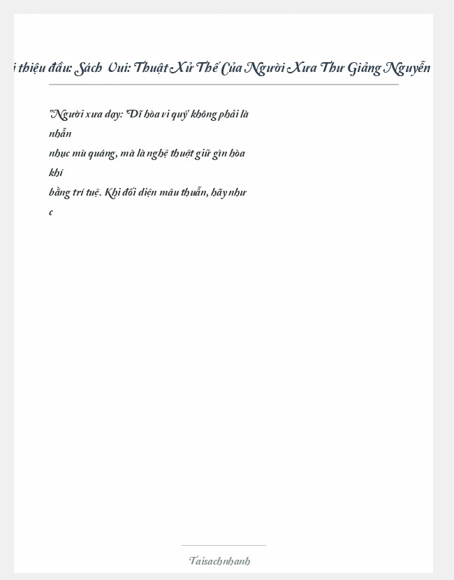 Trích đoạn Sách Vui: Thuật Xử Thế Của Người Xưa Thư Giảng Nguyễn Duy C