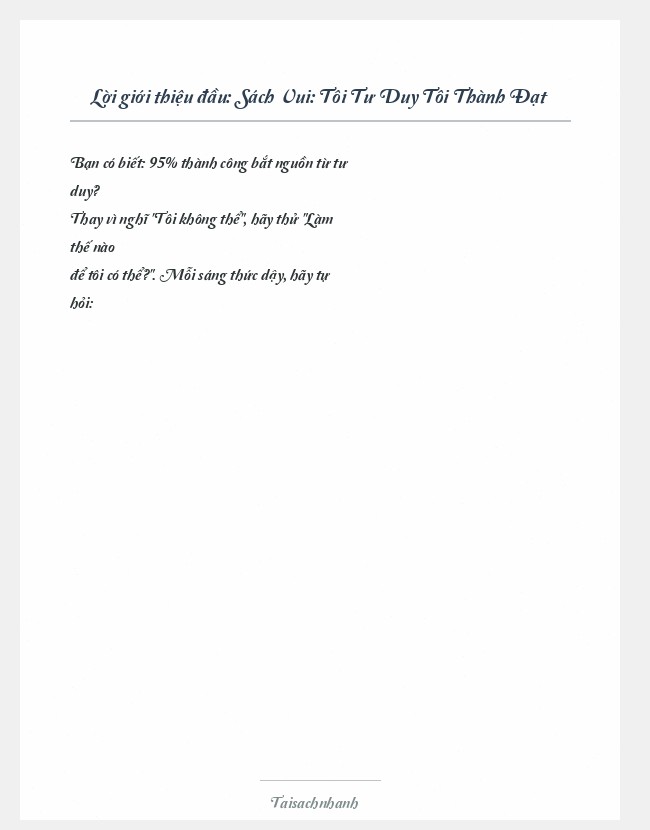 Trích đoạn Sách Vui: Tôi Tư Duy Tôi Thành Đạt