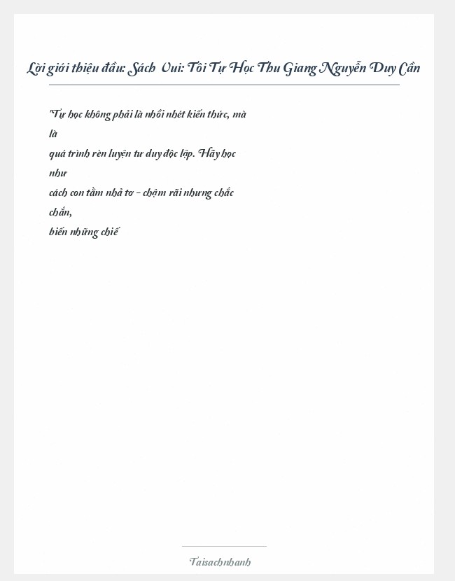Trích đoạn Sách Vui: Tôi Tự Học Thu Giang Nguyễn Duy Cần