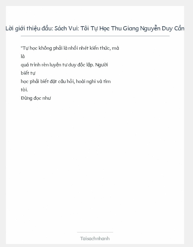 Trích đoạn Sách Vui: Tôi Tự Học Thu Giang Nguyễn Duy Cần