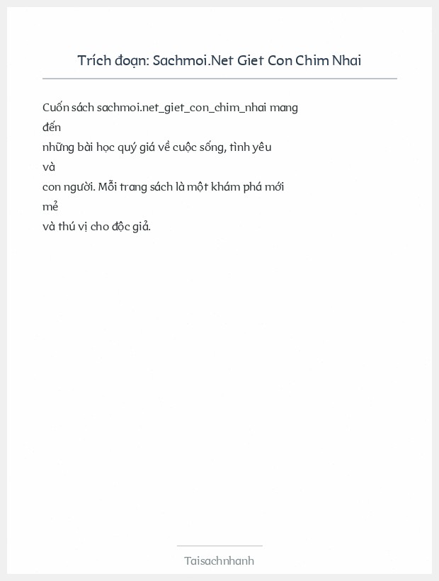 Trích đoạn Sachmoi.Net Giet Con Chim Nhai