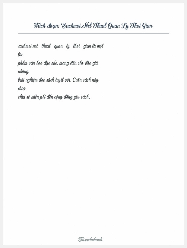 Trích đoạn Sachmoi.Net Thuat Quan Ly Thoi Gian