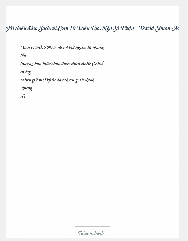 Trích đoạn Sachvui.Com 10 Điều Tạo Nên Số Phận - David Simon M.D