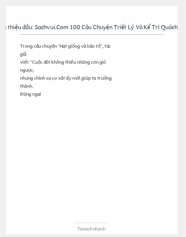 Trích đoạn Sachvui.Com 100 Câu Chuyện Triết Lý Và Kể Trí Quách Thành