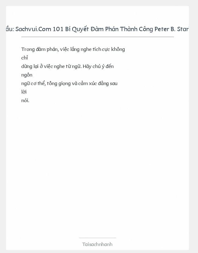 Trích đoạn Sachvui.Com 101 Bí Quyết Đàm Phán Thành Công Peter B. Stark Jane Flaherty
