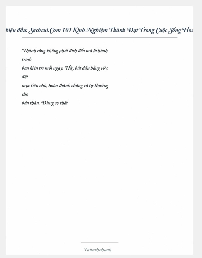 Trích đoạn Sachvui.Com 101 Kinh Nghiệm Thành Đạt Trong Cuộc Sống Hoàn Thành