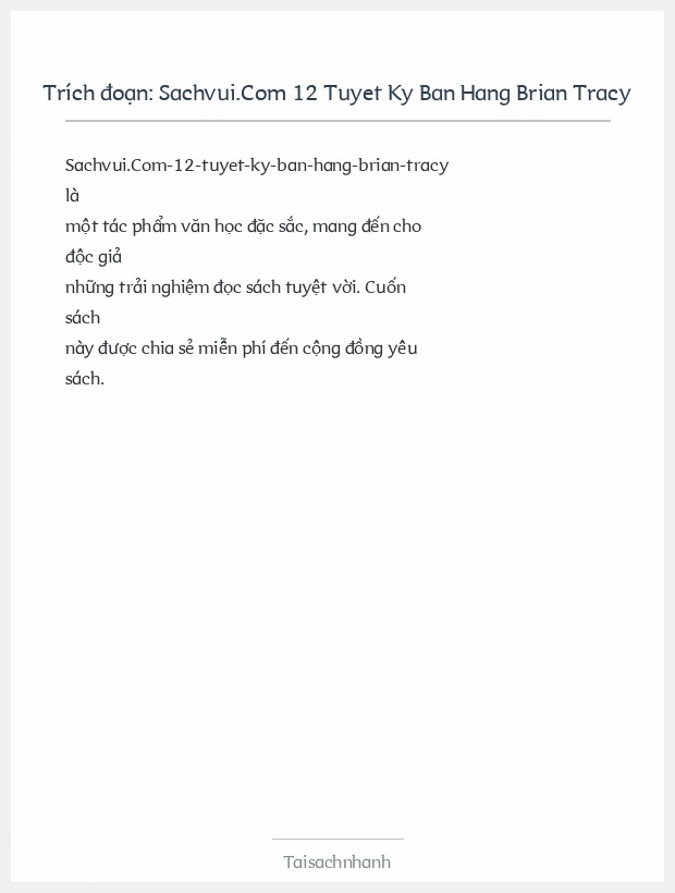 Trích đoạn Sachvui.Com 12 Tuyet Ky Ban Hang Brian Tracy