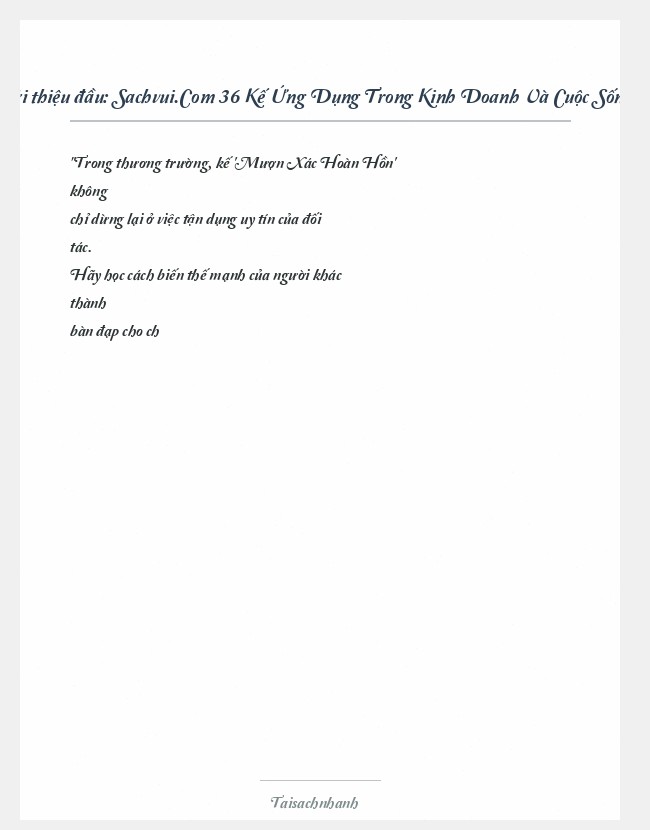 Trích đoạn Sachvui.Com 36 Kế Ứng Dụng Trong Kinh Doanh Và Cuộc Sống Ng