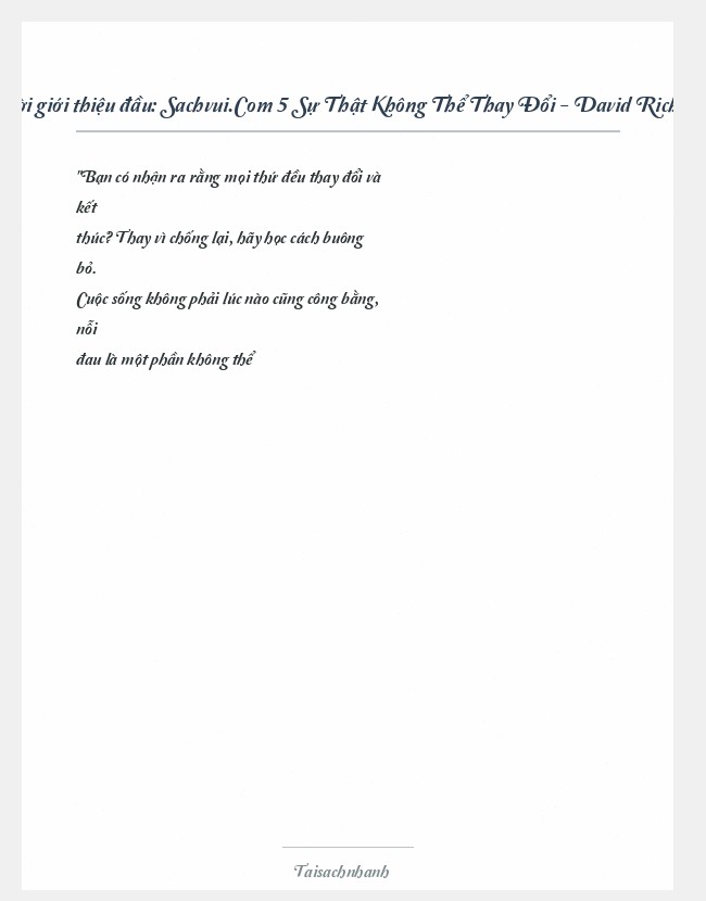 Trích đoạn Sachvui.Com 5 Sự Thật Không Thể Thay Đổi - David Richo