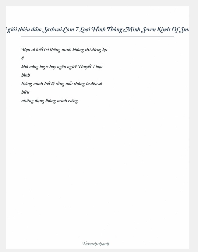 Trích đoạn Sachvui.Com 7 Loại Hình Thông Minh Seven Kinds Of Smart