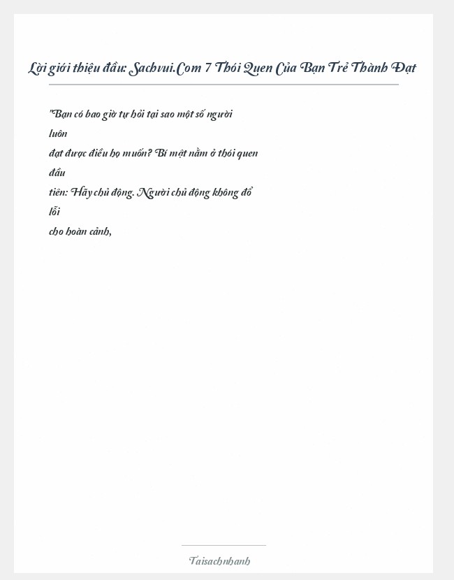 Trích đoạn Sachvui.Com 7 Thói Quen Của Bạn Trẻ Thành Đạt