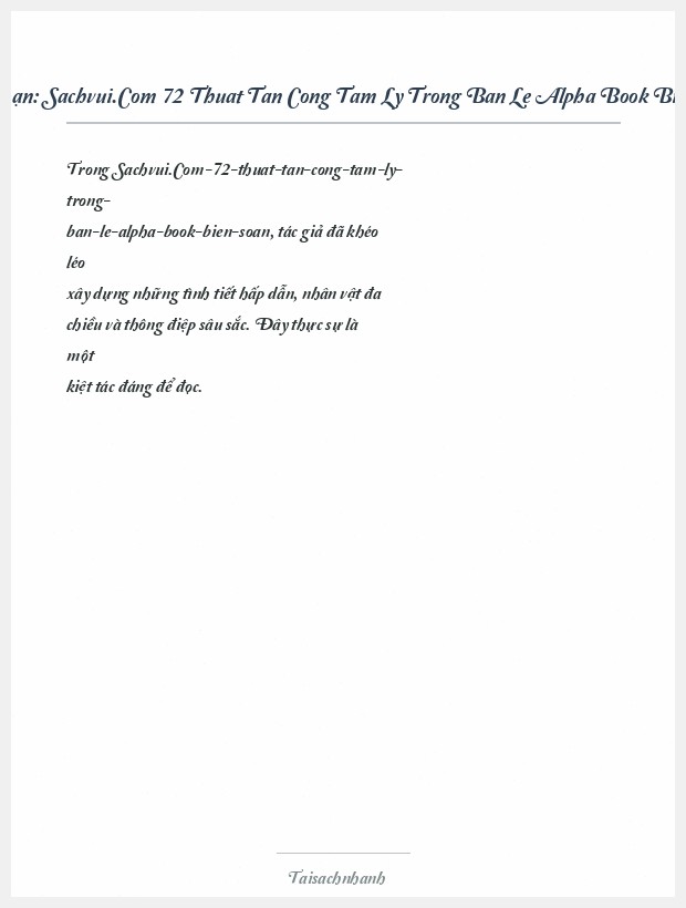 Trích đoạn Sachvui.Com 72 Thuat Tan Cong Tam Ly Trong Ban Le Alpha Book Bien Soan