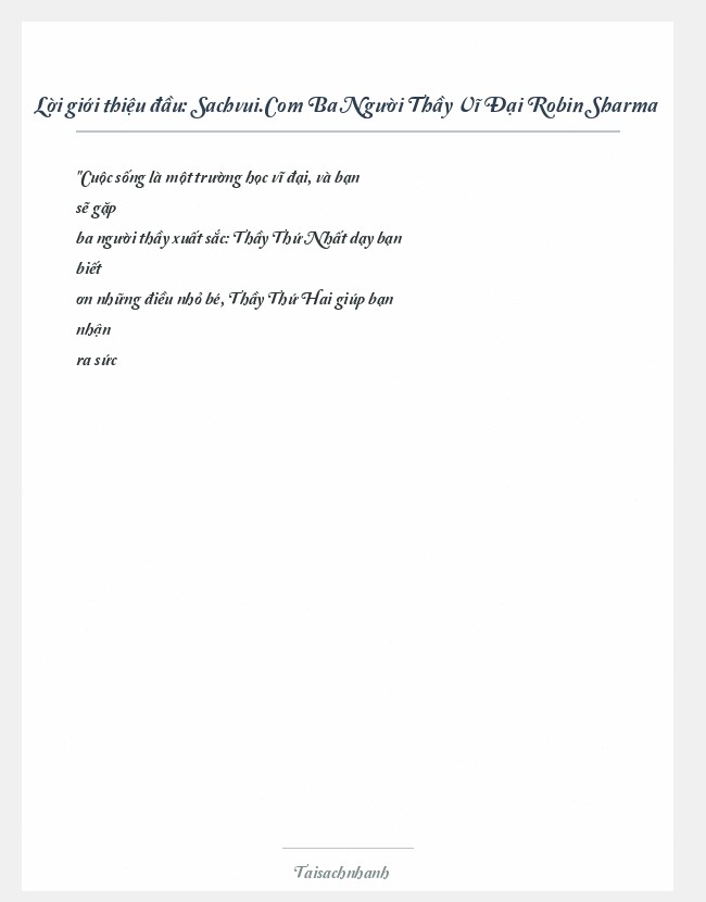 Trích đoạn Sachvui.Com Ba Người Thầy Vĩ Đại Robin Sharma