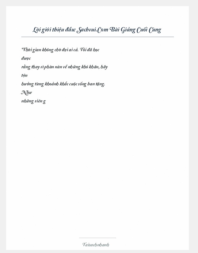 Trích đoạn Sachvui.Com Bài Giảng Cuối Cùng