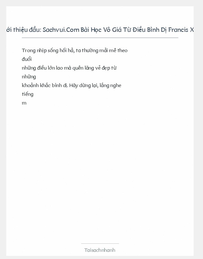 Trích đoạn Sachvui.Com Bài Học Vô Giá Từ Điều Bình Dị Francis Xavier