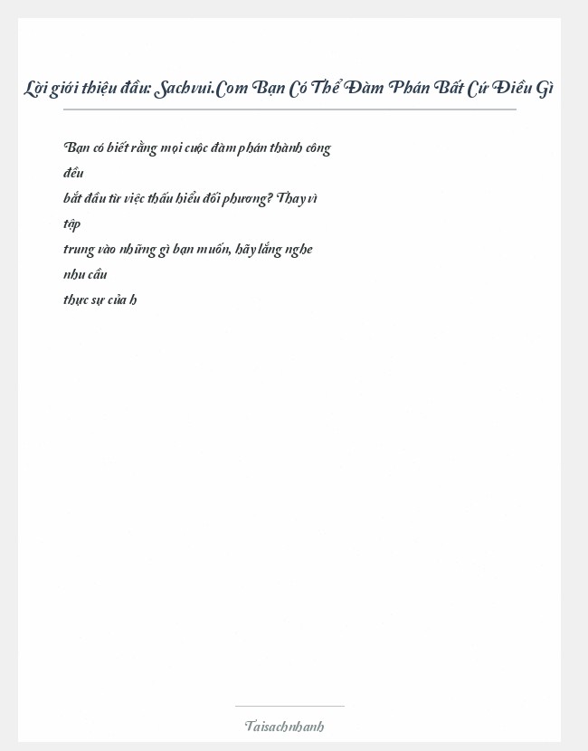 Trích đoạn Sachvui.Com Bạn Có Thể Đàm Phán Bất Cứ Điều Gì