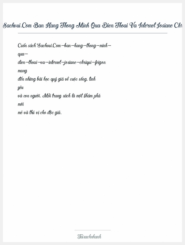 Trích đoạn Sachvui.Com Ban Hang Thong Minh Qua Dien Thoai Va Internet Josiane Chriqui Feigon