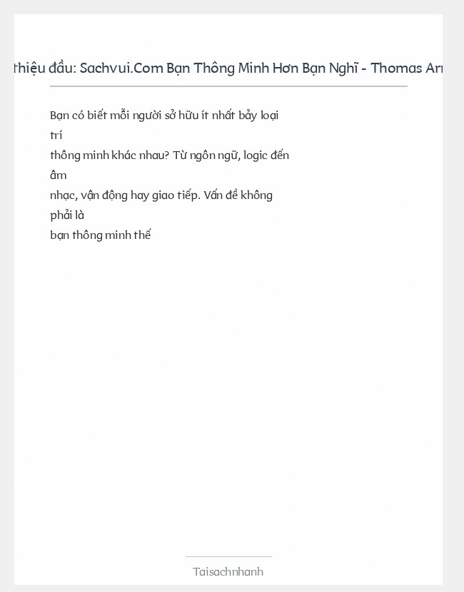 Trích đoạn Sachvui.Com Bạn Thông Minh Hơn Bạn Nghĩ - Thomas Armstrong