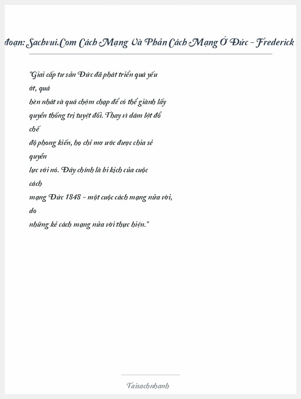 Trích đoạn Sachvui.Com Cách Mạng Và Phản Cách Mạng Ở Đức - Frederick Engels