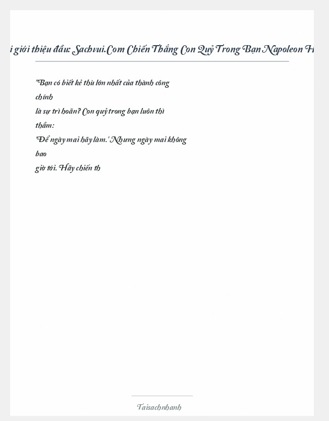 Trích đoạn Sachvui.Com Chiến Thắng Con Quỷ Trong Bạn Napoleon Hill