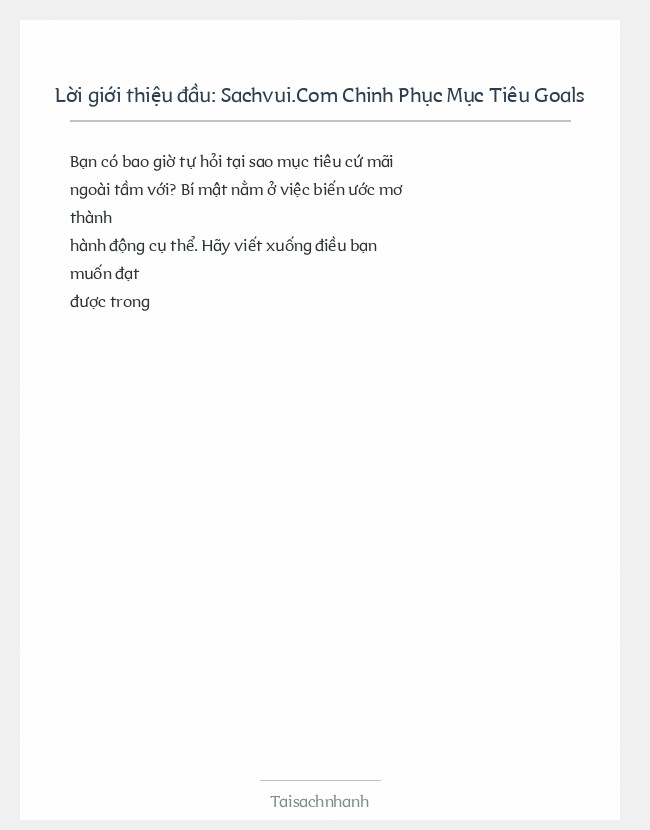Trích đoạn Sachvui.Com Chinh Phục Mục Tiêu Goals