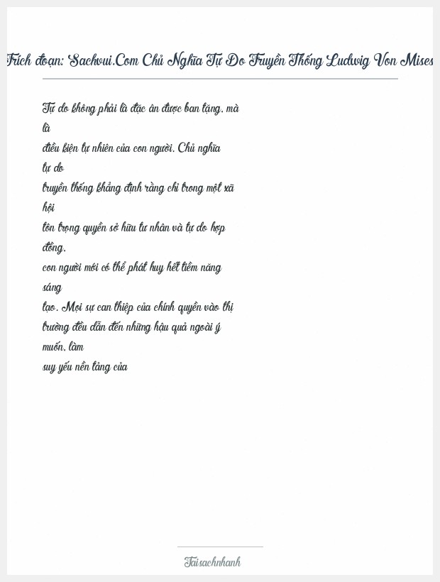 Trích đoạn Sachvui.Com Chủ Nghĩa Tự Do Truyền Thống Ludwig Von Mises