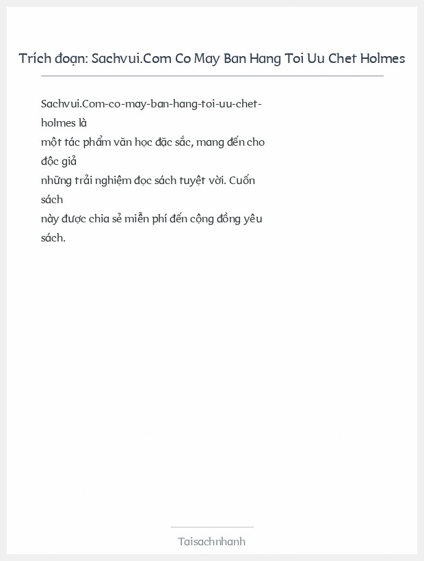 Trích đoạn Sachvui.Com Co May Ban Hang Toi Uu Chet Holmes