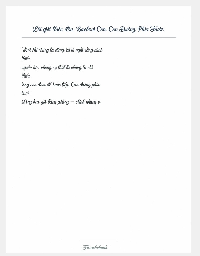 Trích đoạn Sachvui.Com Con Đường Phía Trước