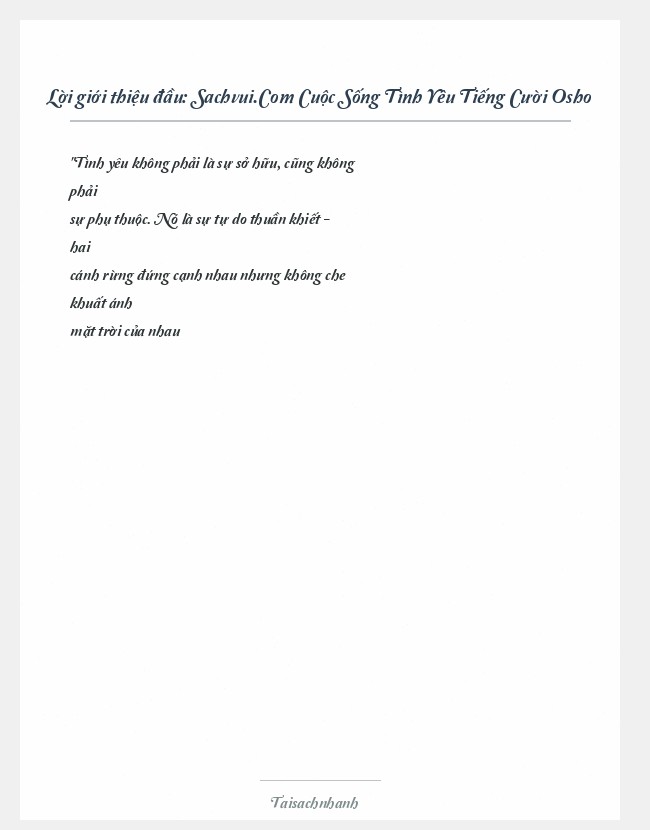 Trích đoạn Sachvui.Com Cuộc Sống Tình Yêu Tiếng Cười Osho