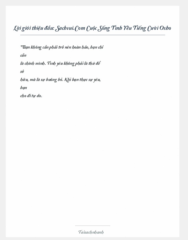 Trích đoạn Sachvui.Com Cuộc Sống Tình Yêu Tiếng Cười Osho